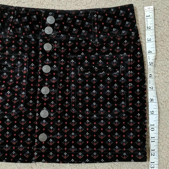 We The Free Joanie Print Corduroy Mini Skirt, Color Black/Multicolor Sz Multiple - Picture 10 of 10